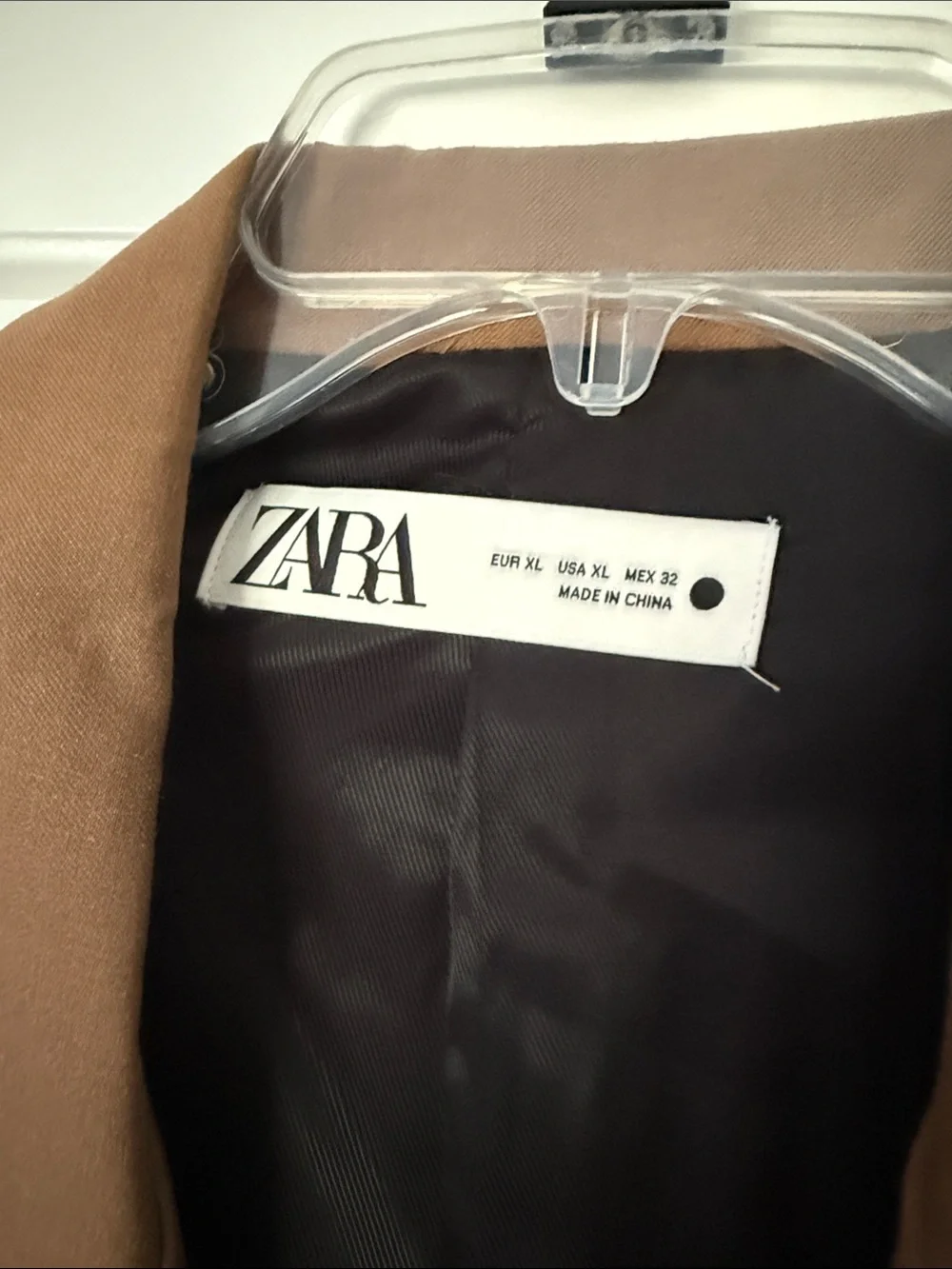 Zara Camel Brown Double-Breasted Blazer